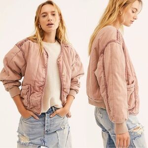 Free People Mixed Signals Quilted Button Jacket